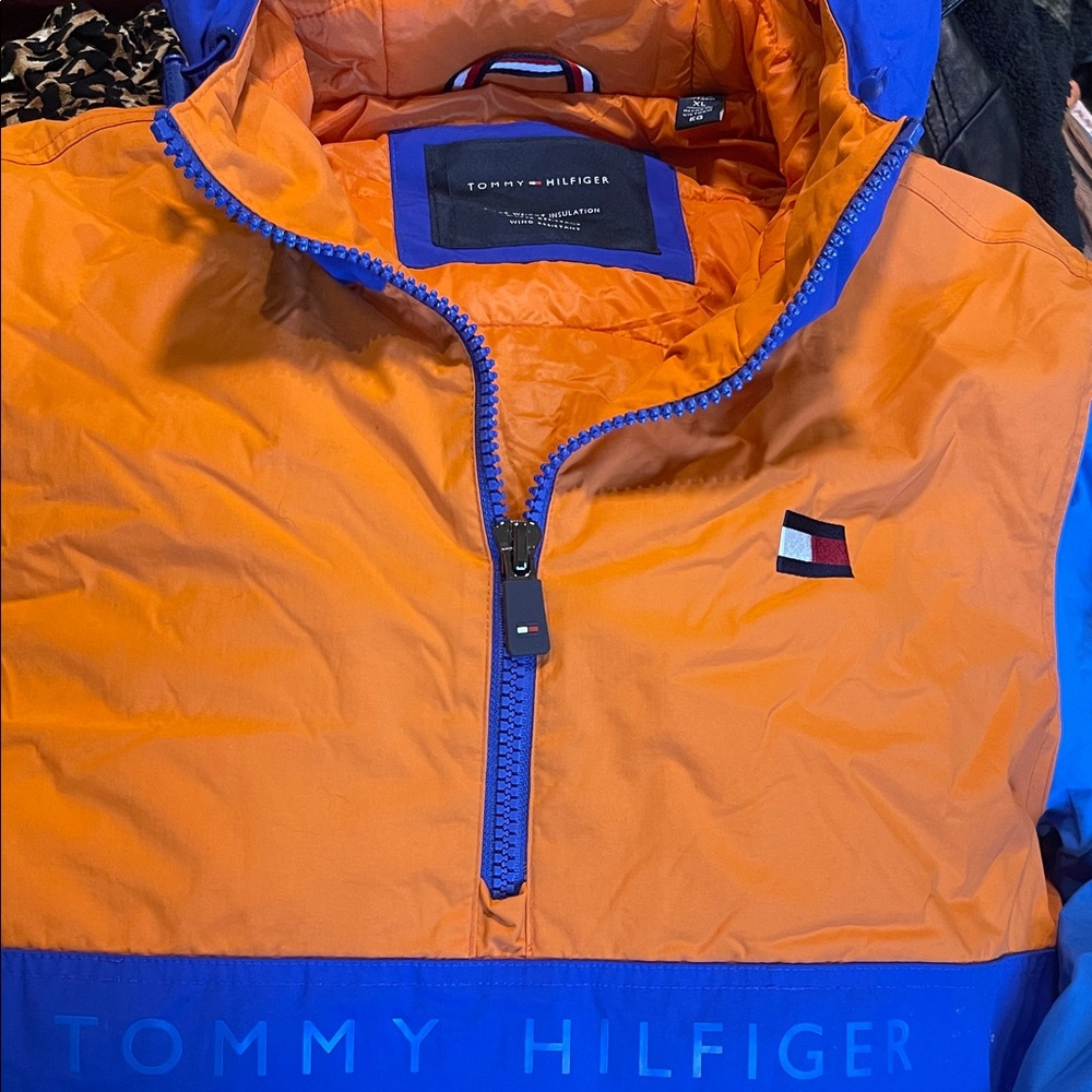 Tommy Hilfiger Vibrant Orange and Blue Pullover